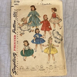 Vintage Muster zur Herstellung von Kleidung für 15" Puppe Simplicity 1779 - Bild 1 von 3