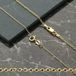 Collar de cadena de trazas finas enchapado en oro de 9 quilates en plata esterlina de 16 - 24" pulgadas 1 mm - Imagen 1 de 7