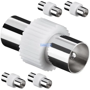 5 x TV Aerial Lead COUPLER Male to Male COAX Connector COAXIAL Adapter FIVE PACK - Picture 1 of 1