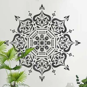 Dizzy Duck Bukhara Mandala Stencil - Stencil riutilizzabile per mobili da parete indiani - Foto 1 di 7