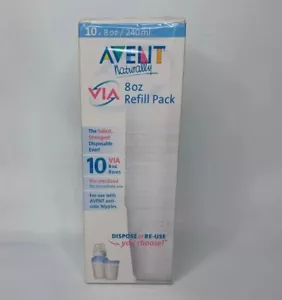 Avent Naturally Via 8 oz Bases 10 Disposable Refill Pack New Sealed - Picture 1 of 9