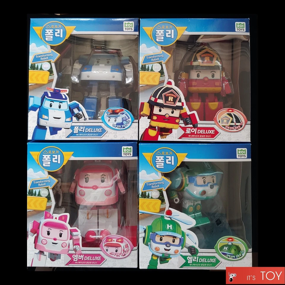 Robocar Poli Deluxe Poli Roy Amber Helly 6" Big size Transforming Robot 4pcs - Image 1 of 4