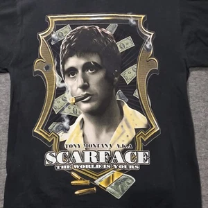 Scarface Camicia Uomo XL Tony Montana Al Pacino Ganster Nero Equipaggio Bootleg - Foto 1 di 8