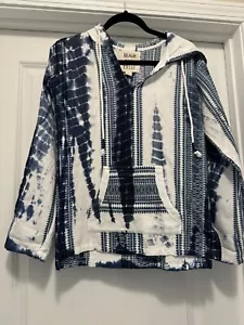 Beach by Exist Sz Small Pullover Hoodie 100% Cotton Blue Tie-Dye Embroidery NWOT - Picture 1 of 7