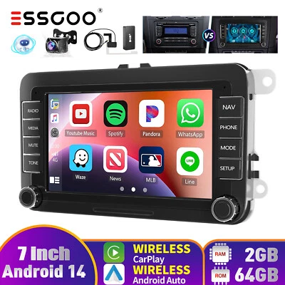 7" Android 14 DAB+ CarPlay Autoradio GPS Kam 2+64G Für VW GOLF 5 6 Touran Amarok - Bild 1 von 4