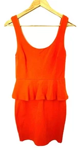 Forever New Size 10 Womens Dress Peplum Orange Sleeveless Stretch Zip Closure - Picture 1 of 8