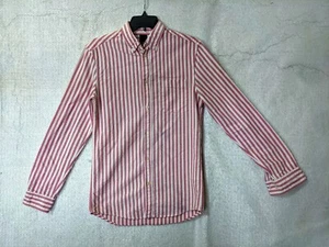 Men H&M Striped Button Down Oxford Shirt Red Peppermint Long Sleeve w Pocket- XS - Foto 1 di 9