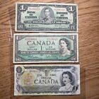 1937, 1954 and 1973 Canada 1  dollar notes