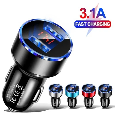 3.1A Dual USB Fast Car Charger Cigarette Lighter Socket Power Adapter UK - Image 1 of 4
