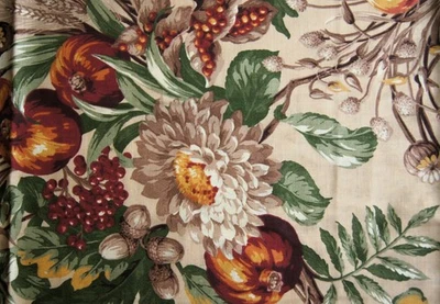 3 Yards Big Florals on Beige  Cotton Quilting Fabric 108" X 44" - Image 1 of 2