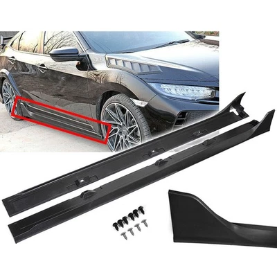 Side Skirt Extension For 16-2020 Honda CIVIC 4DR Sedan LX EX Si Blk Type-R Style - Image 1 of 4