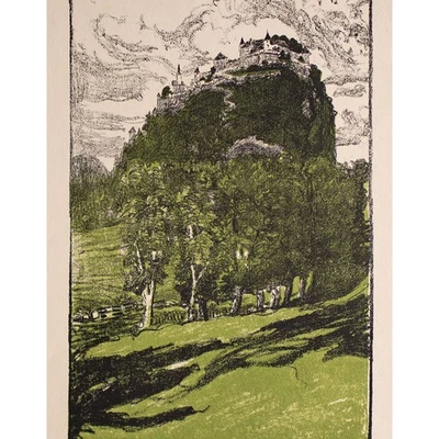 Burg Hochosterwitz Kärnten Max Kislinger Lithografie von 1922 Original signiert - Bild 1 von 4