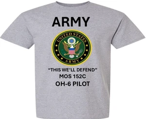 OH-6 PILOT* MOS-152C *SHIRT CON EMBLEMA*ESERCITO LICENZA UFFICIALE - Foto 1 di 2