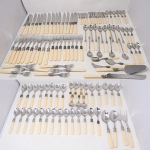 Inox EME Napoleon Ivory 18/10 Italy Flatware Stainless HUGE LOT OF 118 - Picture 1 of 18
