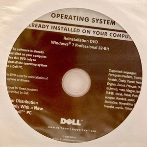 Dell Microsoft Windows 7 Professional 32-Bit Reinstallation DVD - Picture 1 of 1