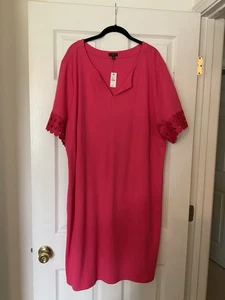 NWT Talbots Raspberry Pink Cotton Dress Sz 3x 22w-24w - Picture 1 of 6