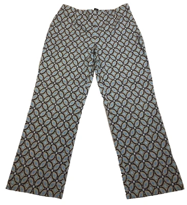 Pantalones para mujer Harold's talla 4 azul marrón dorado tiro alto cremallera lateral rectos nuevos sin etiquetas Foto 1 de 4