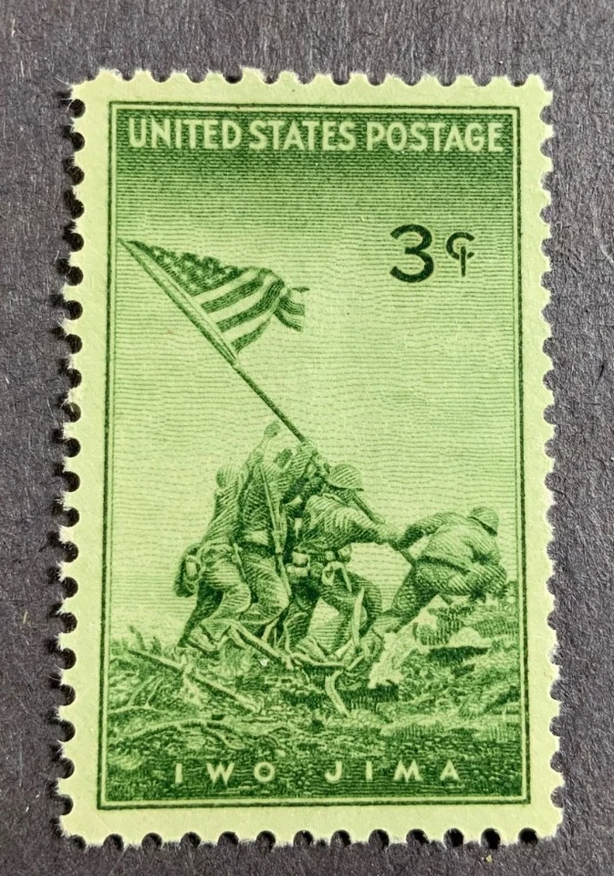 MARINE IWO JIMA Stamp 复古未使用邮票 1945 年二战美国国旗军事 — 第 1/1 张图片