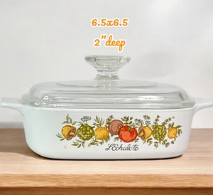 Corning Ware A-1-B 1L Spice of Life L’Echalote Dish w/ Pyrex Lid Ceramic Vintage - Picture 1 of 23