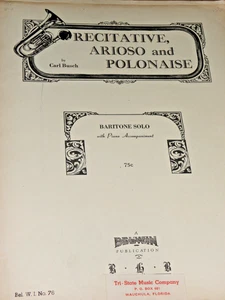 Recitative, Arioso and Polonaise by Carl Busch for Baritone Solo w Piano Accomp. - Picture 1 of 2