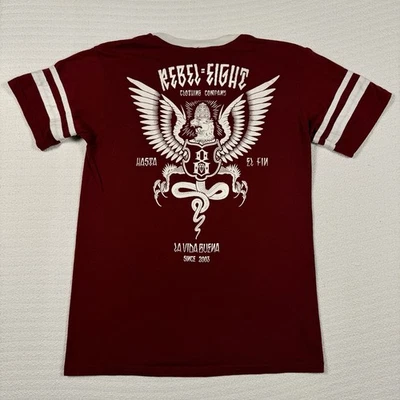 Vintage Rebel 8 V Neck Ringer T. Shirt M Mike Giant RARE Skater Goth Punk 2000s - Image 1 of 4