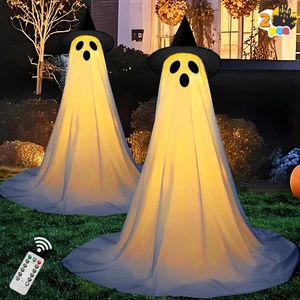 2 Packs 47'' Halloween Decorations Outdoor Standing Ghost, Light up Spooky Ghost - Picture 1 of 12