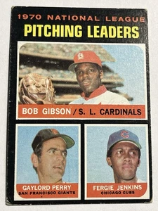 1971 Topps #70 1970 Líderes de lanzamiento de la Liga Nacional Bob Gibson Perry Jenkins - Imagen 1 de 2