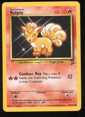 Vulpix Pokemon 2000 Base Set 2 Vintage # 99/130 - Image 1 of 2