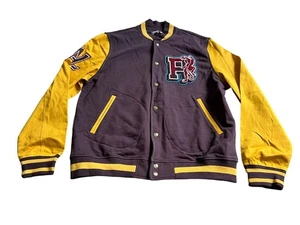 Puma Mens Varsity Jacket Maroon Yellow Size Medium The Yard Patches NWT African - Picture 1 of 11