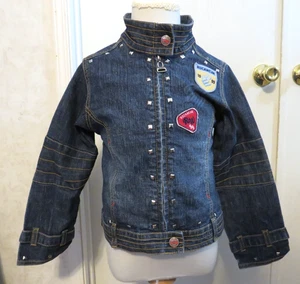 LITTLE GIRLS ROCAWEAR DENIM BLUE JEAN JACKET SIZE 7 STUDS/CRYSTALS/1999 PATCHES - Picture 1 of 18
