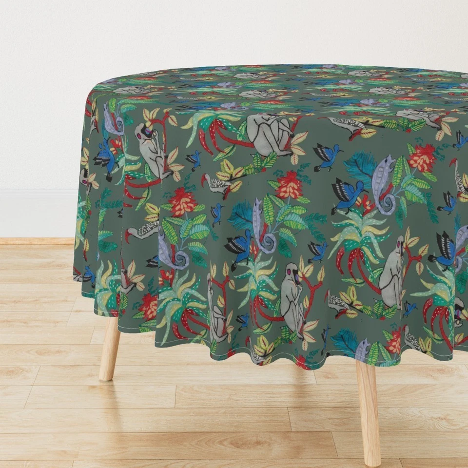 Savuti Animal Jungle Delightful Printed Round Table Cover, Round Table Cloth - Image 1 of 4
