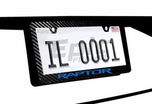 Ford F-150 Raptor in Blue Black Real Carbon Fiber License Plate Frame - Picture 1 of 3