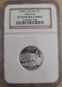 :2008 S S25C WASHINGTON ARIZONA QUARTER NGC PF70UCAM SILVER RARITY R1 TOP-POP - Picture 1 of 2