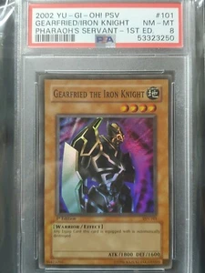YUGIOH! PSA 8 NM-MT 2002 GEARFRIED THE IRON KNIGT PSV-101 1st Edition SUPER RARE - Picture 1 of 6