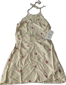 Rvca Straight On Halter Dress Womens Size S 8 Cream Floral Sleeveless - Picture 1 of 16