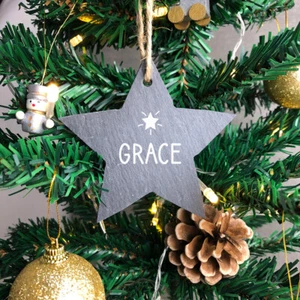 Decorazione stella ardesia pallina natalizia personalizzata albero di natale regalo ornamento - Foto 1 di 14