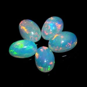 8x6MM/9x7MM/10X8MM AAA ETHIOPIAN WELO FIRE OPAL OVAL SHAPE FLAT BACK CABOCHON - Picture 1 of 3