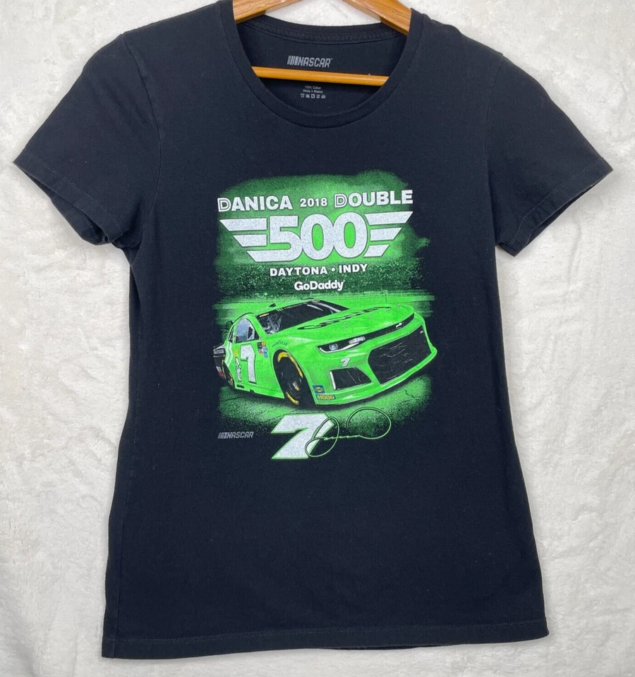 Danica Patrick T Shirt Womens Med NASCAR Go Daddy 2018 Double 500 Daytona Black - Image 1 of 4