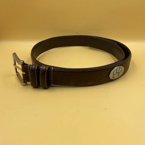 Clemson Tigers Belt Mens 36 Brown Leather Metal Logo NCAA Football Adult Preppy Cover