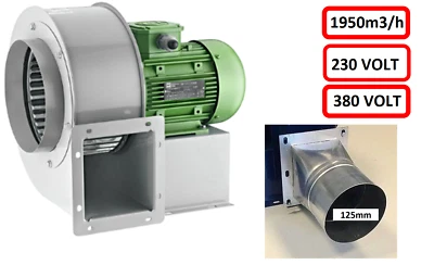 230V 400V 1950m³h Radialgebläse Radialventilator Radiallüfter + 4 eck Flansch