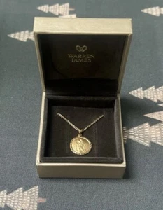 St Christopher Pendant With Chain 18ct 925 Plated Warren James RRP £91 Brand New - Picture 1 of 14