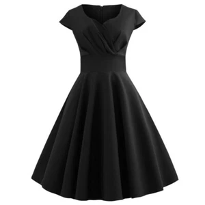 abito da sera scollo a V swing party dress anni 50-60 donna retrò rock - Foto 1 di 9