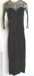 1930s VINTAGE LADIES BLACK LACE & PLUSH FLARED BALL DRESS - Picture 1 of 9