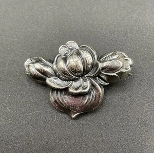 Mid Century Jewel Art Waterlily Small Vintage Sterling Silver Brooch - Picture 1 of 5