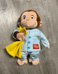 Pijama Curious George Peluche Mono Rayas Manta Amarilla Pijamas Dormir 12" - Imagen 1 de 2