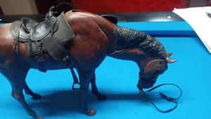 CAVALLO ARTICOLATO VINTAGE MARX JOHNNY WEST TESTA-COLLO MOBILE con sella - Foto 1 di 5