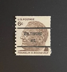 Baltimore, Maryland Type 71 Precancel - 6 cents Roosevelt coil - U.S. #1299 MD - Picture 1 of 1