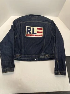 Ralph Lauren Polo Jeans Co. Youth Unisex Denim Jacket Flag Logo XLarge - Picture 1 of 7