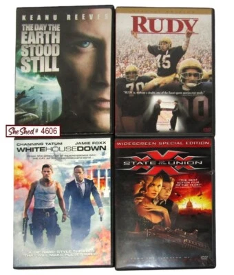Lot of 4 DVD Movies State of Union, Whitehouse Down, Day Earth Stood Still, Rudy - Image 1 of 2