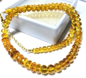 Collana di perle rondelle in argento sterling 925 con zaffiro giallo, misura ... - Foto 1 di 5